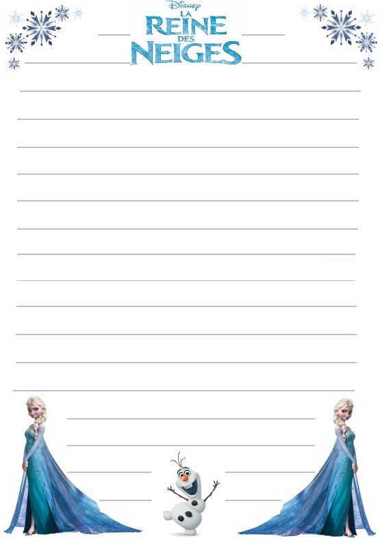 papier a lettre reine des neiges elsa et olaf